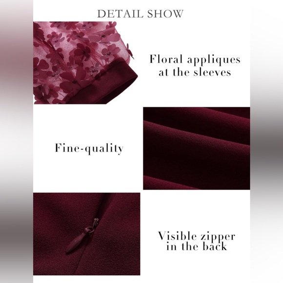 BTFBM Women Elegant Off Shoulder Sheer Long Sleeve Mesh Ruched Wrap Split Sz M - Picture 4 of 5